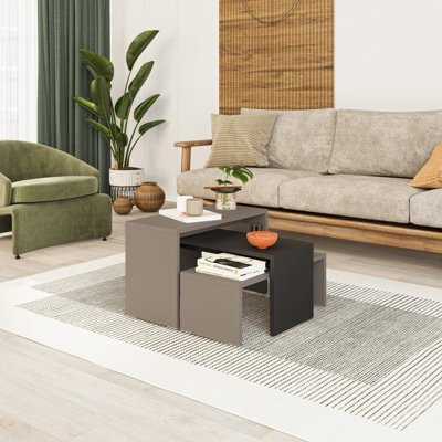 Decortie Kanta Modern Coffee Table 65Cm Multipurpose Mocha Grey, Anthracite Grey Living Room H 39Cm - image 1
