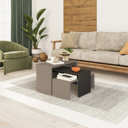 Decortie Kanta Modern Coffee Table 65Cm Multipurpose Mocha Grey, Anthracite Grey Living Room H 39Cm - thumbnail 1