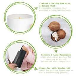 Nicola Spring 3X Coconut & Lime Scented Candles 130G 21H Natural Single Wick Soy Wax Aromatherapy Candle Home Fragrance - thumbnail 2