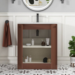 Royal Bathrooms Elmore 700mm Traditional Floor Standing 2 Door Bathroom Vanity Unit With Sintered Stone Basin Sink Terracotta Clay - thumbnail 5