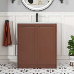 Royal Bathrooms Elmore 700mm Traditional Floor Standing 2 Door Bathroom Vanity Unit With Sintered Stone Basin Sink Terracotta Clay - thumbnail 3