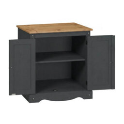 Sideboard Charcoal 2 Door Cupboard Solid Wood Pine Wooden Painted Grey - thumbnail 4