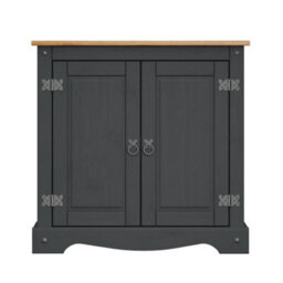 Sideboard Charcoal 2 Door Cupboard Solid Wood Pine Wooden Painted Grey - thumbnail 2