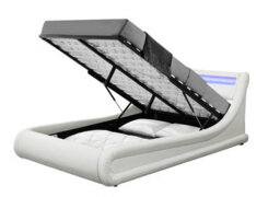 Home Detail Galaxy Ottoman Double Bed Frame With Led And Storage, White - thumbnail 3