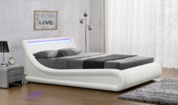 Home Detail Galaxy Ottoman Double Bed Frame With Led And Storage, White - thumbnail 1