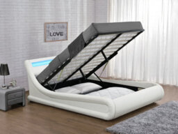 Home Detail Galaxy Ottoman Double Bed Frame With Led And Storage, White - thumbnail 2