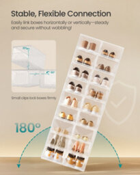 Songmicsshoe Boxes Set Of 6, Stackable Clear Plastic Shoe Storage, Secure Vertically Or Horizontally - thumbnail 3