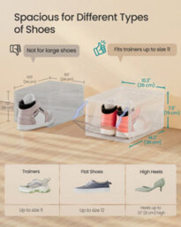 Songmicsshoe Boxes Set Of 6, Stackable Clear Plastic Shoe Storage, Secure Vertically Or Horizontally - thumbnail 5
