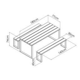 Cerland Blakea Wooden Garden Dining Set 6 Seat - thumbnail 3