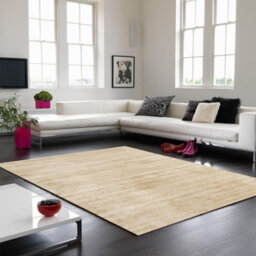 Beige Handmade , Luxurious , Modern , Plain Easy To Clean Viscose Rug For Living Room, Bedroom - 200Cm X 290Cm - thumbnail 1