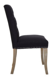 Orsina Black Linen Dining Chair With Wooden Legs,metallic Silver Studded Dining Seat,comfortable Chair,accent Chair - thumbnail 3