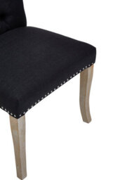 Orsina Black Linen Dining Chair With Wooden Legs,metallic Silver Studded Dining Seat,comfortable Chair,accent Chair - thumbnail 5