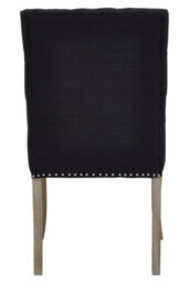 Orsina Black Linen Dining Chair With Wooden Legs,metallic Silver Studded Dining Seat,comfortable Chair,accent Chair - thumbnail 2