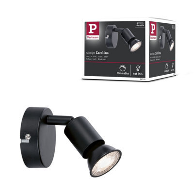 Paulmann 66755 Carolina Spotlight 1-Lamp Max. 10 Watts Ceiling Luminaire Matt Black Spot Metal Gu10 - image 1