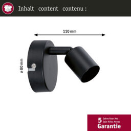 Paulmann 66755 Carolina Spotlight 1-Lamp Max. 10 Watts Ceiling Luminaire Matt Black Spot Metal Gu10 - thumbnail 4