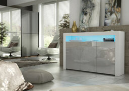 Aether Sideboard 155Cm White & Grey With High Gloss Doors And Led Lighting - Creative Furniture - thumbnail 2