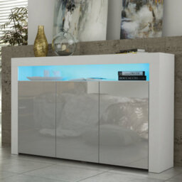 Aether Sideboard 155Cm White & Grey With High Gloss Doors And Led Lighting - Creative Furniture