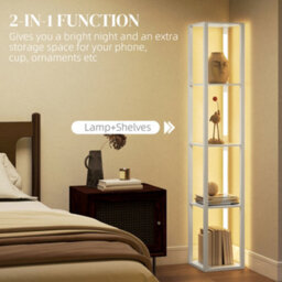 Homcom Floor Lamp For Living Room, Standing Lamp With Foot Switch, White - thumbnail 4