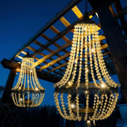 Hanging Solar Lantern Outdoor, 28 Modern Clear Crystal Acrylic Chandelier With 30 Warm White Lights S Hook For Garden, Yard