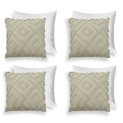 OHS 4 Pack Tufted Arch Filled Cushion Cover, Sage - 45 X 45Cm - image 1