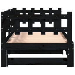 Berkfield Pull-Out Day Bed Black 2X(80X200) Cm Solid Wood Pine - thumbnail 9