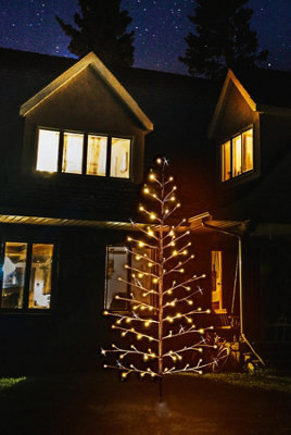 Shatchi Pre-Lit Twig Tree Warm Led Lights Metal Frame Christmas Decoration Festive Indoor Flat Birch Xmas Home Décor - image 1