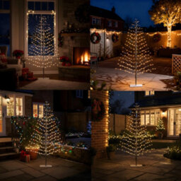 Shatchi Pre-Lit Twig Tree Warm Led Lights Metal Frame Christmas Decoration Festive Indoor Flat Birch Xmas Home Décor - thumbnail 6