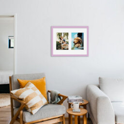 14X11 Inch 2 Opening Photo Collage Frame, Display Two 7X5 Inch Photos, Multi Aperture Family Picture Frame, Lilac - thumbnail 3