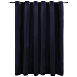 Berkfield Blackout Curtain With Metal Rings Velvet Black 290X245 Cm - thumbnail 2