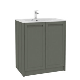 Royal Bathrooms Elmore 700mm Traditional Floor Standing 2 Door Bathroom Vanity Unit With Sintered Stone Basin Sink - Matt Green - thumbnail 6