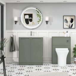 Royal Bathrooms Elmore 700mm Traditional Floor Standing 2 Door Bathroom Vanity Unit With Sintered Stone Basin Sink - Matt Green - thumbnail 4
