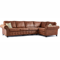 Furnishings For Less UK Oakland Tan Chesterfield 5 Seater L Shape Large Corner Sofa - thumbnail 1