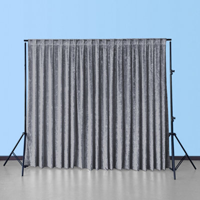 Neel Blue 3X3M Crushed Velvet Backdrop, Photography Background Blackout Curtain - Dark Silver - image 1