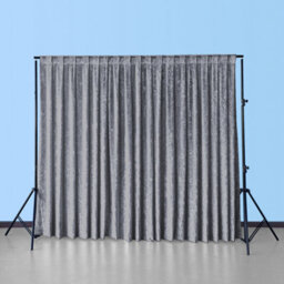 Neel Blue 3X3M Crushed Velvet Backdrop, Photography Background Blackout Curtain - Dark Silver - thumbnail 1