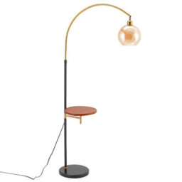 Darphe 147Cm Curved Glass Lampshade Floor Lamp With Wooden Tray,  Living Room And Bedroom Floor Lamp - thumbnail 2