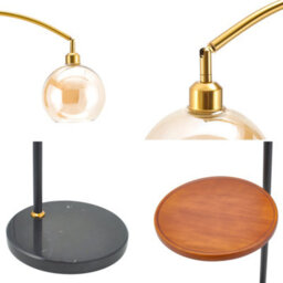 Darphe 147Cm Curved Glass Lampshade Floor Lamp With Wooden Tray,  Living Room And Bedroom Floor Lamp - thumbnail 8