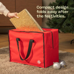 Christmas Village Gold Glitter Square Christmas Tree Skirt 48X48Cm Durable Easy Assembly Secure Fit For Stands Up To 46Cm - thumbnail 6