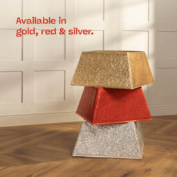 Christmas Village Gold Glitter Square Christmas Tree Skirt 48X48Cm Durable Easy Assembly Secure Fit For Stands Up To 46Cm - thumbnail 7