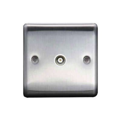 Thrion 1G Isolated Coaxial Socket Brushed Chrome, White Insert, 10