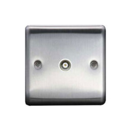 Thrion 1G Isolated Coaxial Socket Brushed Chrome, White Insert, 10