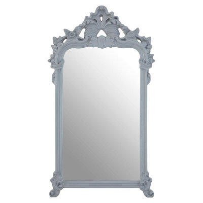 Orsina Grey Wall Mirror With Decorative Crest,rectangular Wall Mirror With Rounded Shoulders,modern Hallway Mirror - image 1