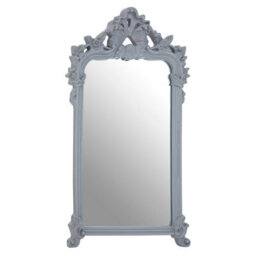 Orsina Grey Wall Mirror With Decorative Crest,rectangular Wall Mirror With Rounded Shoulders,modern Hallway Mirror - thumbnail 2