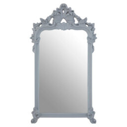Orsina Grey Wall Mirror With Decorative Crest,rectangular Wall Mirror With Rounded Shoulders,modern Hallway Mirror