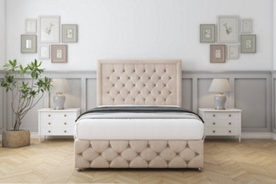 "Comfort Winchester Sand Naples Divan Bed Set 2 Drawers Foot-End - 26"" Strutted & 12"" Footboard 4' Small Double" - image 1