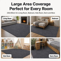 Marlow Rugs Living Room Fluffy Rebound Foam Carpet Non Slip Washable,grey - thumbnail 9
