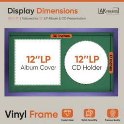 "30X17"" Purple Modern Vinyl Record Frame With Emerald Mount For 12 Inch Lp Album Cover & Disc - Ak Frames" - thumbnail 2