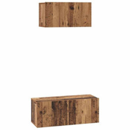 Berkfield Modern Tv Cabinet Set 2 Pcs Old Wood 80 X 30 X 30 Cm Engineered Wood - thumbnail 1