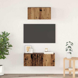 Berkfield Modern Tv Cabinet Set 2 Pcs Old Wood 80 X 30 X 30 Cm Engineered Wood - thumbnail 2