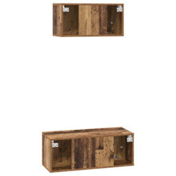 Berkfield Modern Tv Cabinet Set 2 Pcs Old Wood 80 X 30 X 30 Cm Engineered Wood - thumbnail 9