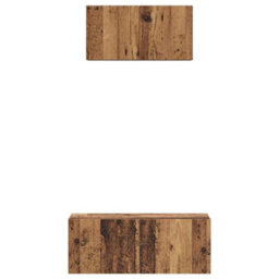 Berkfield Modern Tv Cabinet Set 2 Pcs Old Wood 80 X 30 X 30 Cm Engineered Wood - thumbnail 7